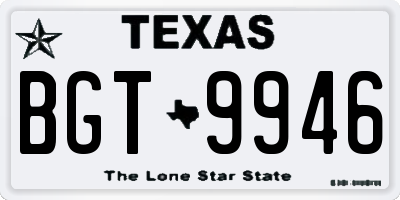 TX license plate BGT9946