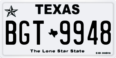 TX license plate BGT9948