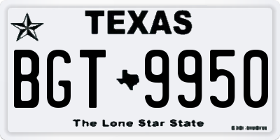 TX license plate BGT9950