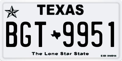 TX license plate BGT9951
