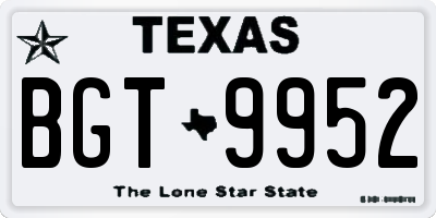 TX license plate BGT9952