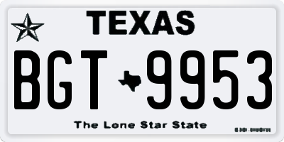 TX license plate BGT9953