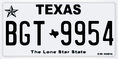 TX license plate BGT9954