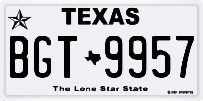 TX license plate BGT9957