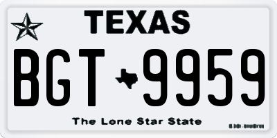 TX license plate BGT9959