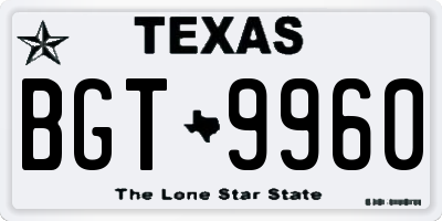 TX license plate BGT9960