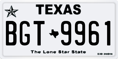 TX license plate BGT9961