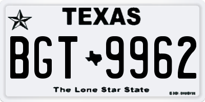 TX license plate BGT9962
