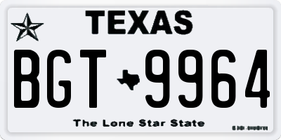 TX license plate BGT9964