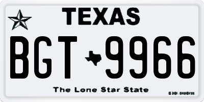 TX license plate BGT9966