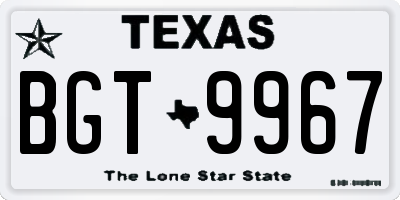 TX license plate BGT9967
