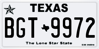 TX license plate BGT9972