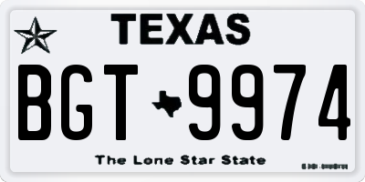 TX license plate BGT9974