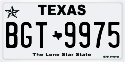 TX license plate BGT9975