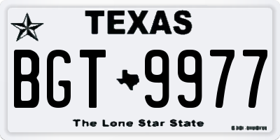 TX license plate BGT9977