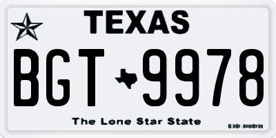TX license plate BGT9978