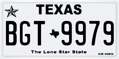 TX license plate BGT9979