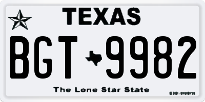 TX license plate BGT9982
