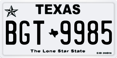 TX license plate BGT9985