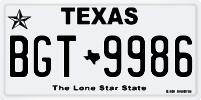 TX license plate BGT9986