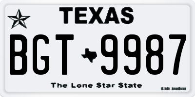 TX license plate BGT9987