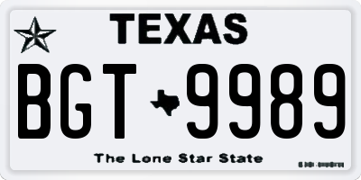 TX license plate BGT9989