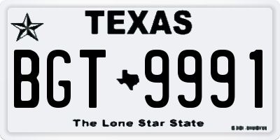 TX license plate BGT9991