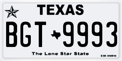 TX license plate BGT9993