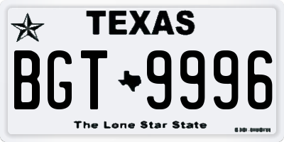 TX license plate BGT9996