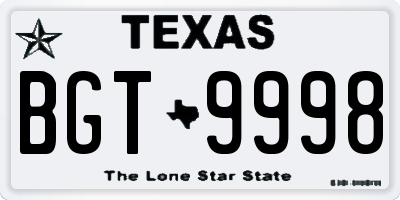 TX license plate BGT9998