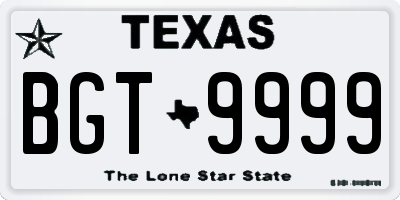 TX license plate BGT9999