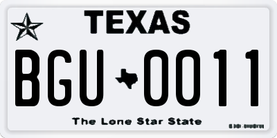 TX license plate BGU0011