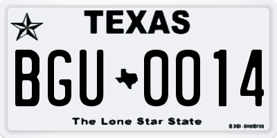 TX license plate BGU0014