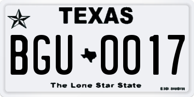 TX license plate BGU0017