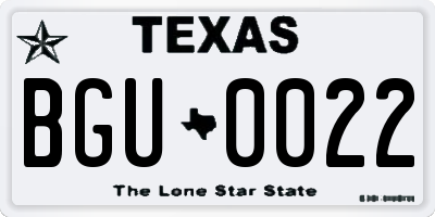 TX license plate BGU0022