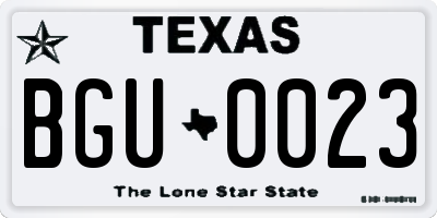TX license plate BGU0023