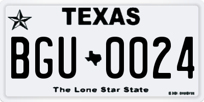 TX license plate BGU0024