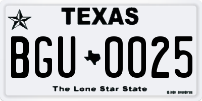 TX license plate BGU0025