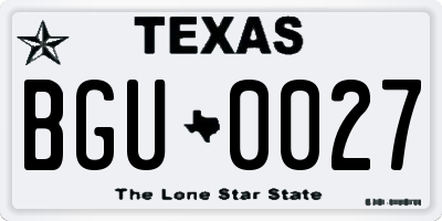 TX license plate BGU0027