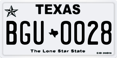 TX license plate BGU0028