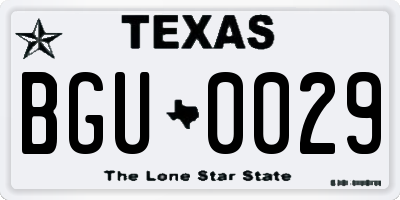 TX license plate BGU0029