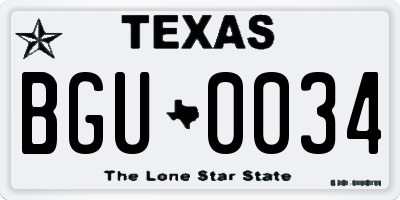 TX license plate BGU0034