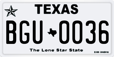 TX license plate BGU0036
