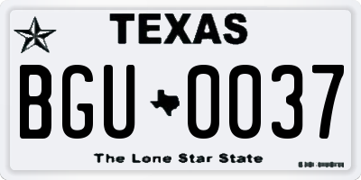 TX license plate BGU0037