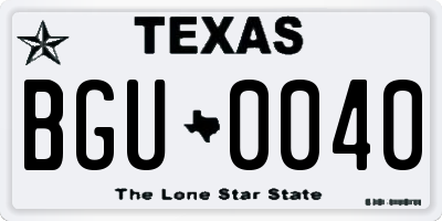 TX license plate BGU0040