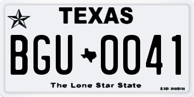 TX license plate BGU0041