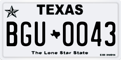 TX license plate BGU0043
