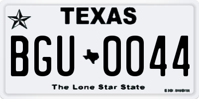 TX license plate BGU0044