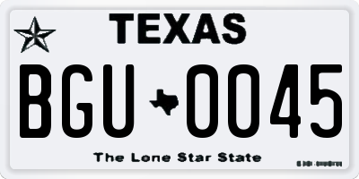 TX license plate BGU0045