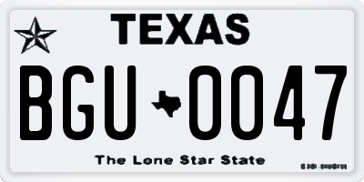 TX license plate BGU0047